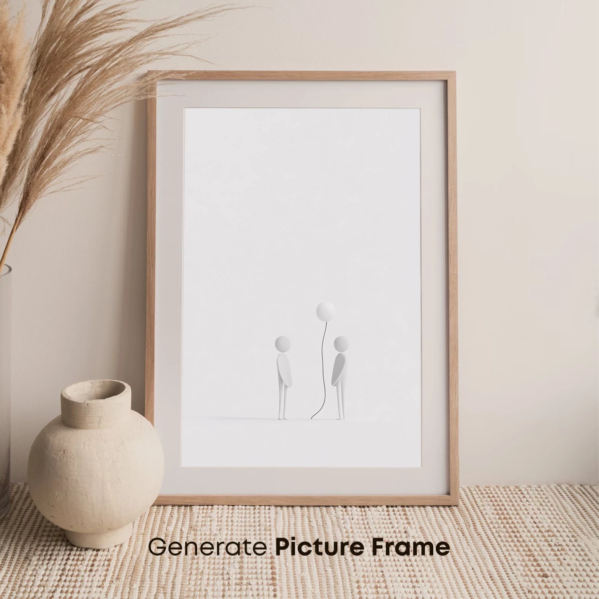 Minimalist Figures with Balloon: A Study in Connection - Image 7