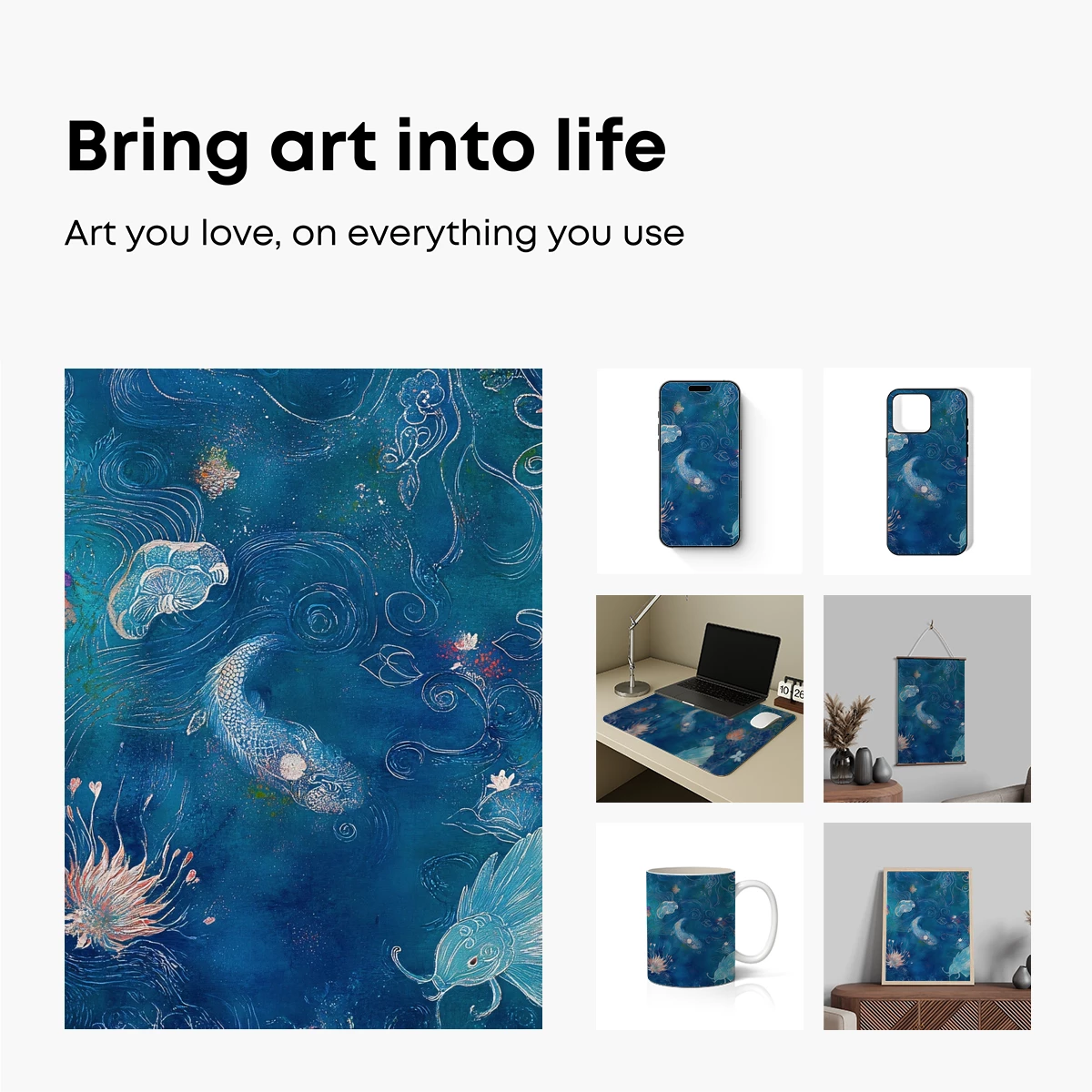 Aquatic Symphony: Koi Fish in a Whimsical Underwater Garden - Image 2