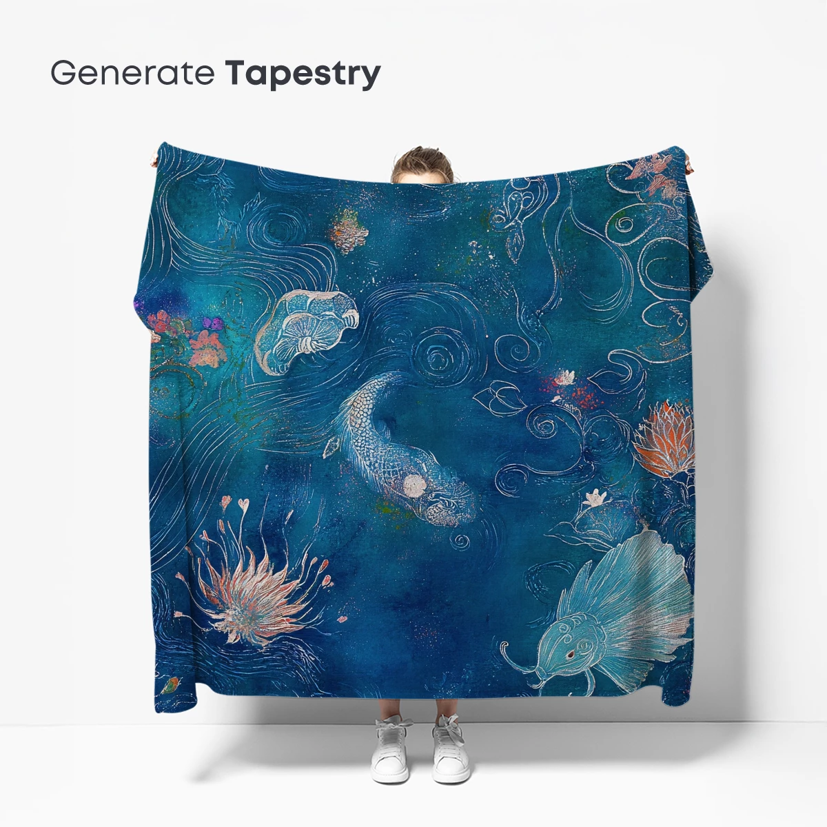 Aquatic Symphony: Koi Fish in a Whimsical Underwater Garden - Image 5