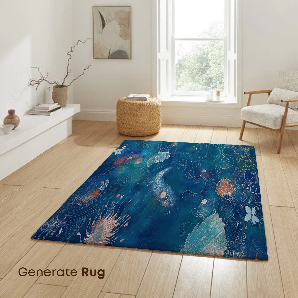 Aquatic Symphony: Koi Fish in a Whimsical Underwater Garden - Image 6