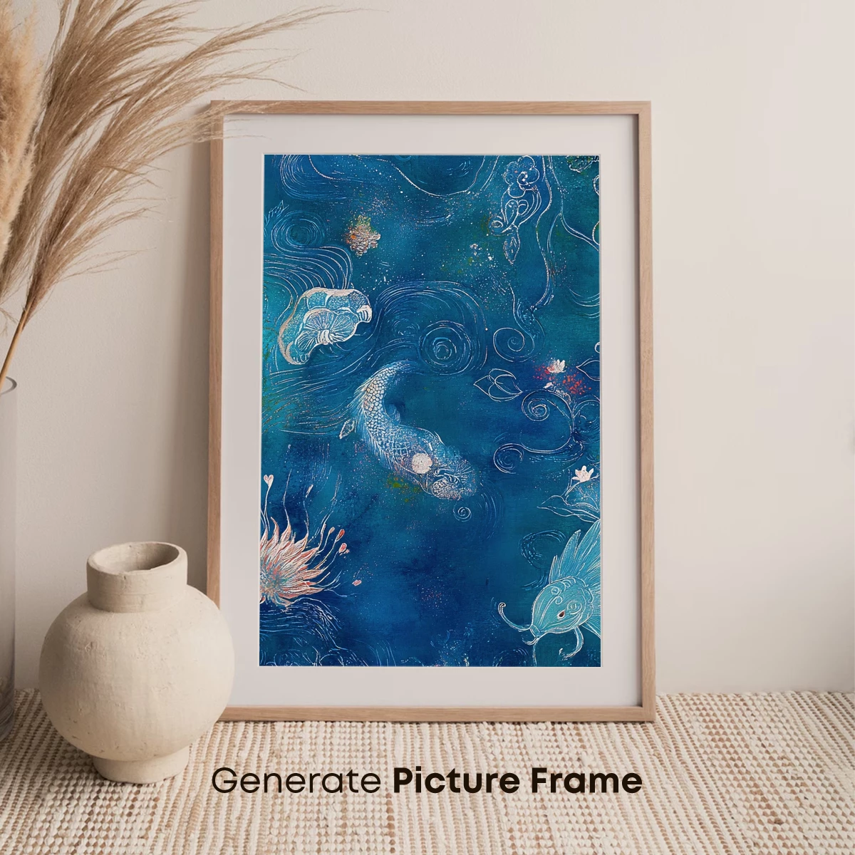 Aquatic Symphony: Koi Fish in a Whimsical Underwater Garden - Image 7