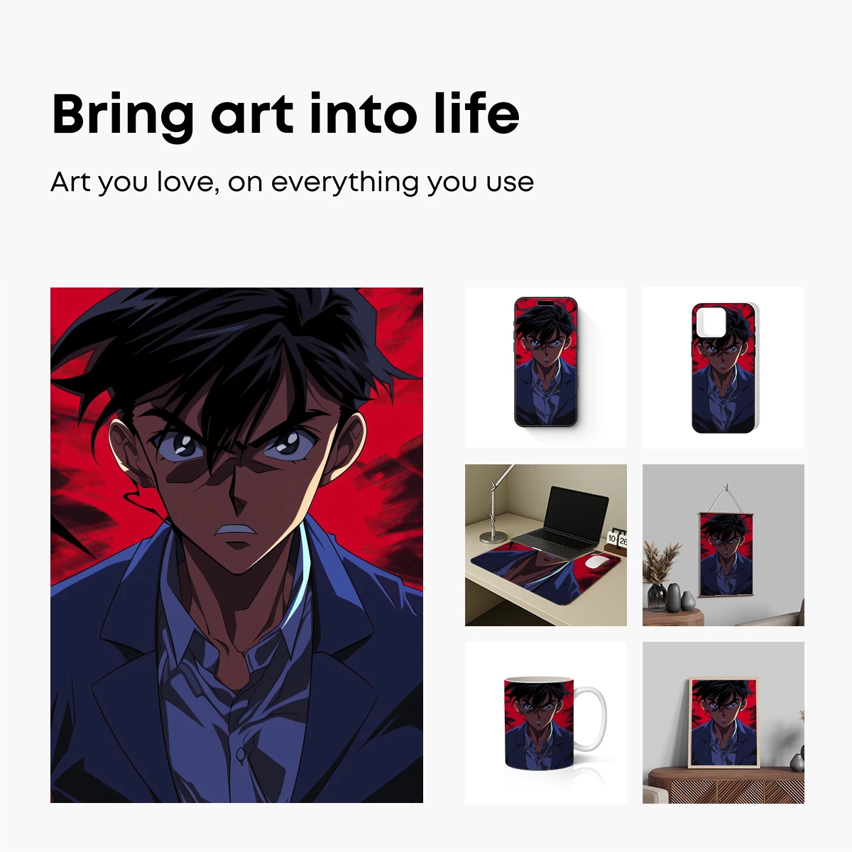 Intense Anime Gaze: Dark Suit, Red Aura - Image 2