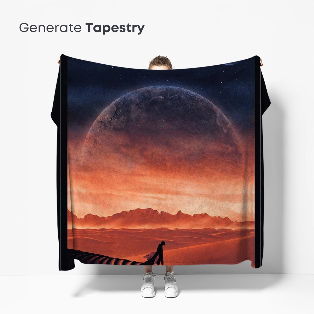 Dune Odyssey: Desert Wanderer Under Cosmic Skies - Image 5