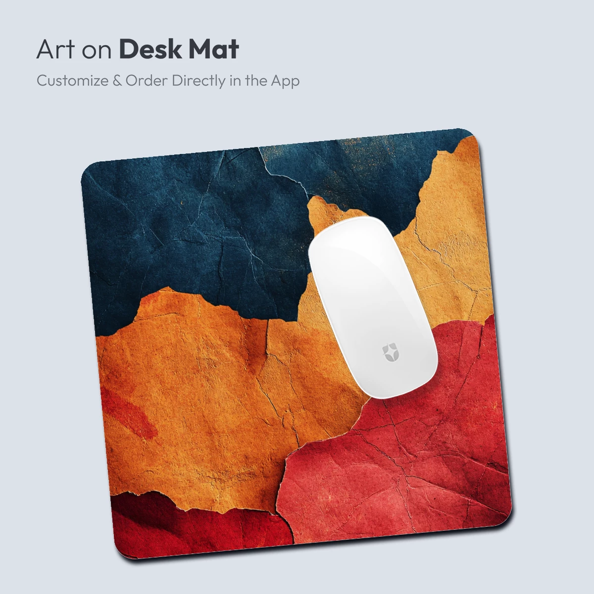 Cracked Canvas Symphony: Blue, Orange, and Red - Image 4