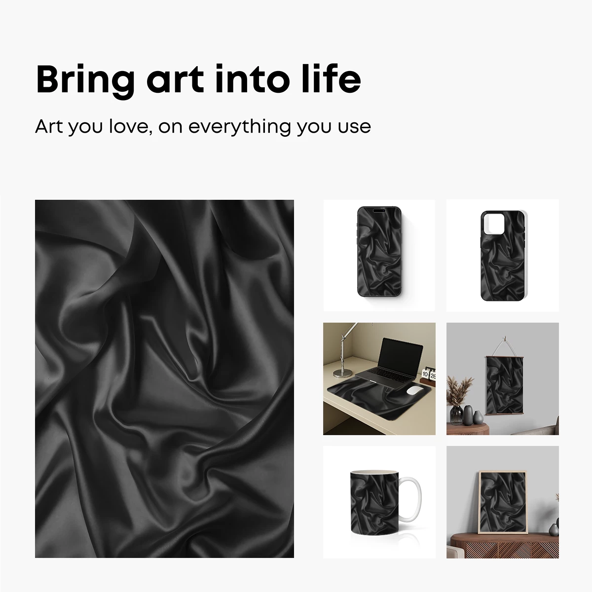 Elegant Black Silk Drapery