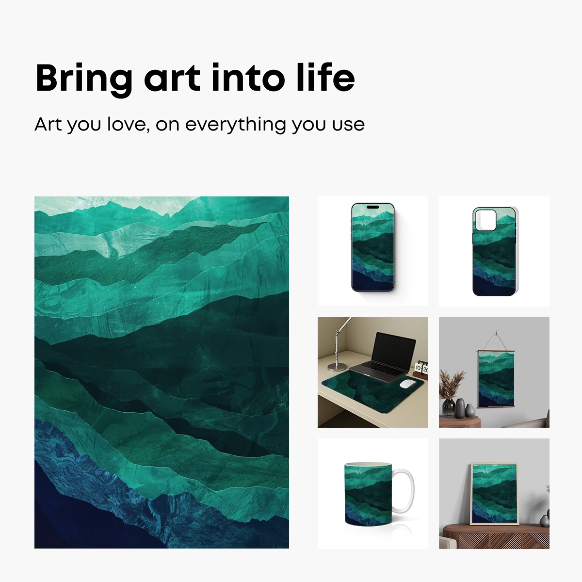 Emerald Mountain Layers: Abstract Nature Art - Image 2