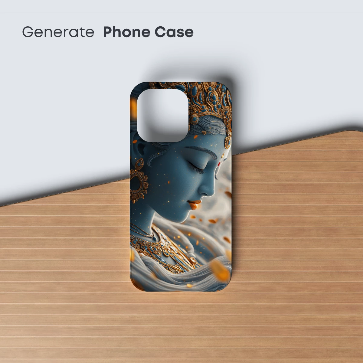 Ethereal Goddess in Blue: Golden Adornments and Serene Grace - Image 3