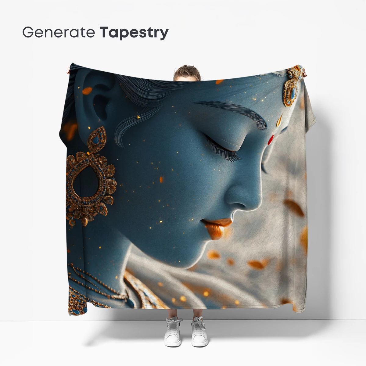 Ethereal Goddess in Blue: Golden Adornments and Serene Grace - Image 5