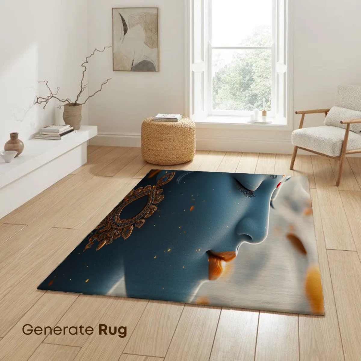 Ethereal Goddess in Blue: Golden Adornments and Serene Grace - Image 6