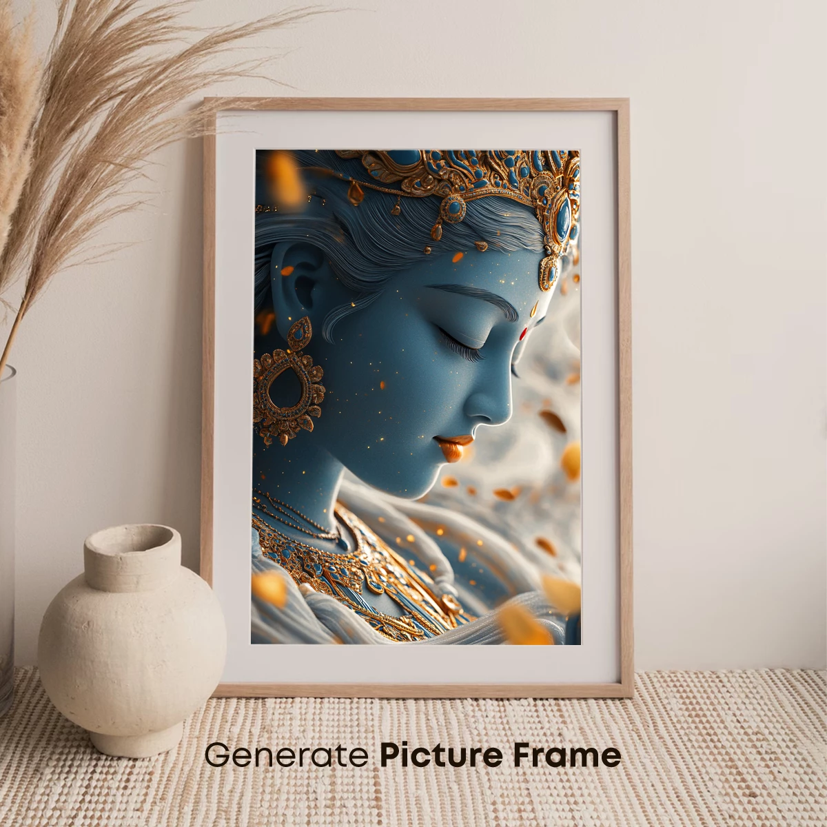 Ethereal Goddess in Blue: Golden Adornments and Serene Grace - Image 7
