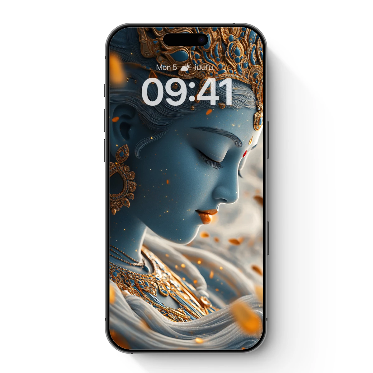 Ethereal Goddess in Blue: Golden Adornments and Serene Grace