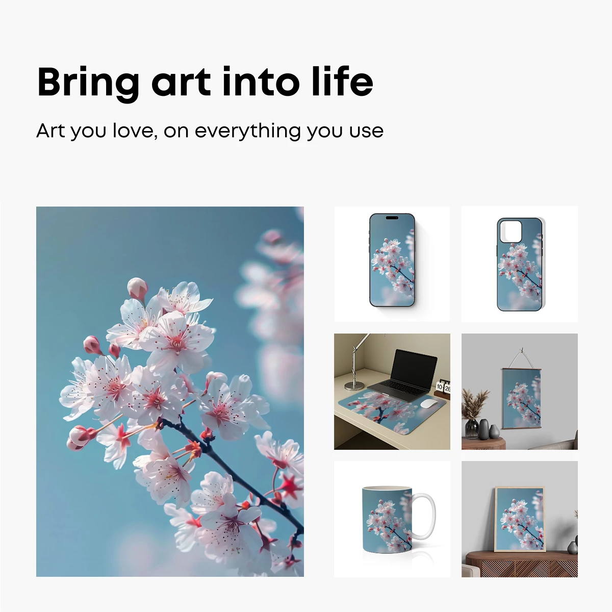 Cherry Blossom Elegance: Soft Petals Against Blue Skies - Image 2