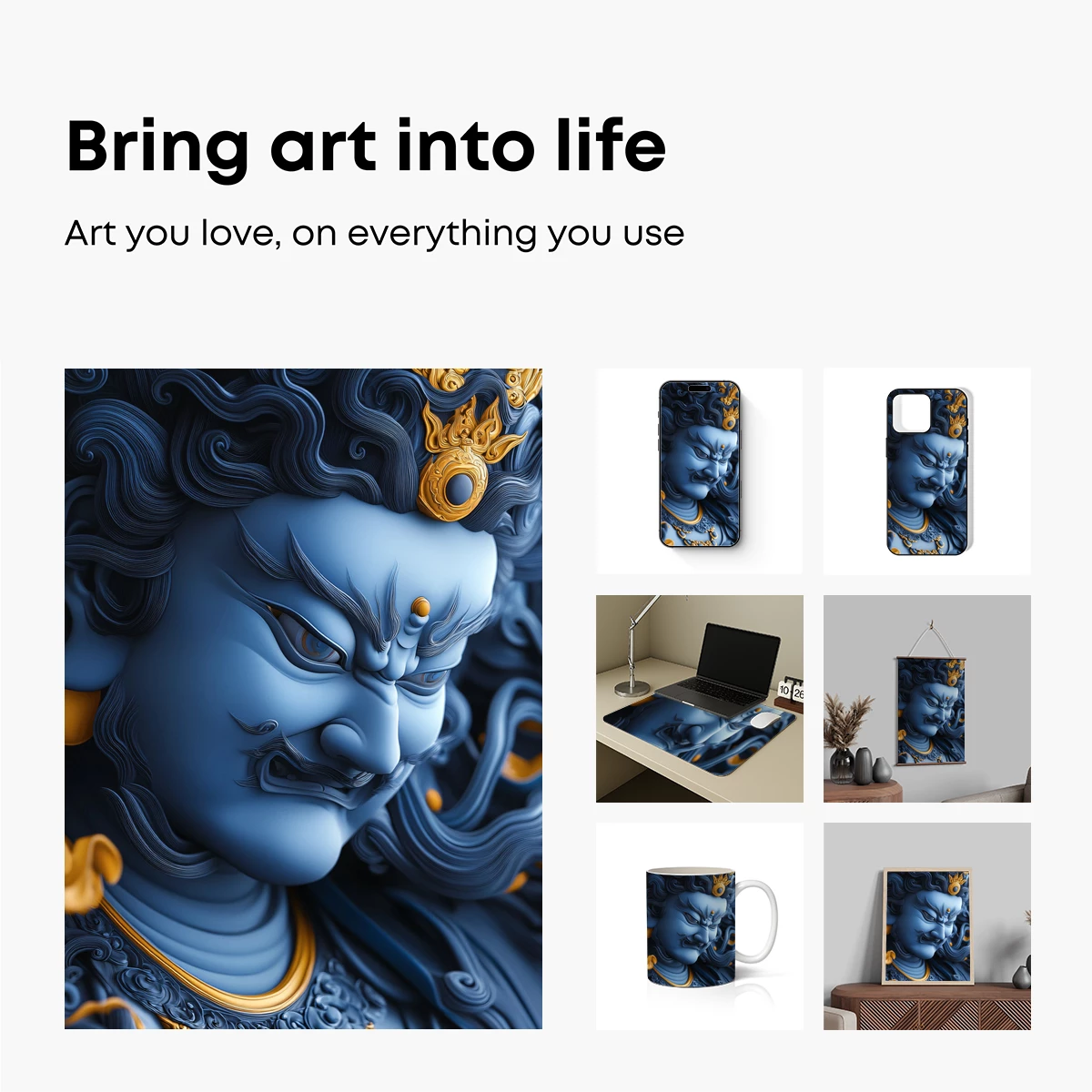 Blue Divine Warrior: Mythic Sculpture Art - Image 2