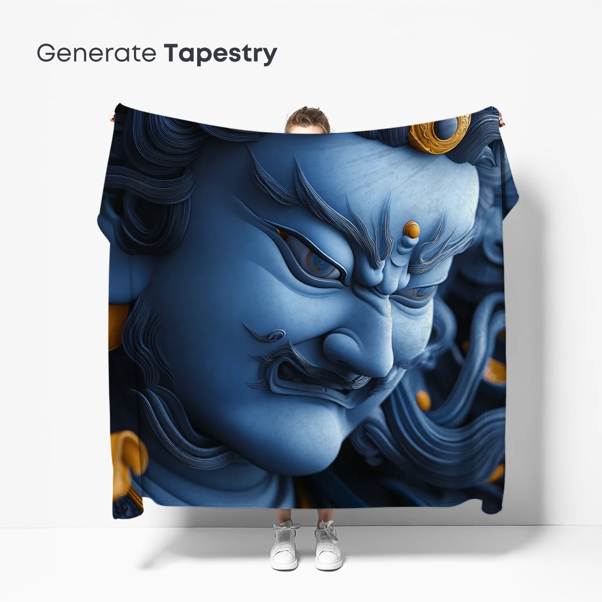 Blue Divine Warrior: Mythic Sculpture Art - Image 5