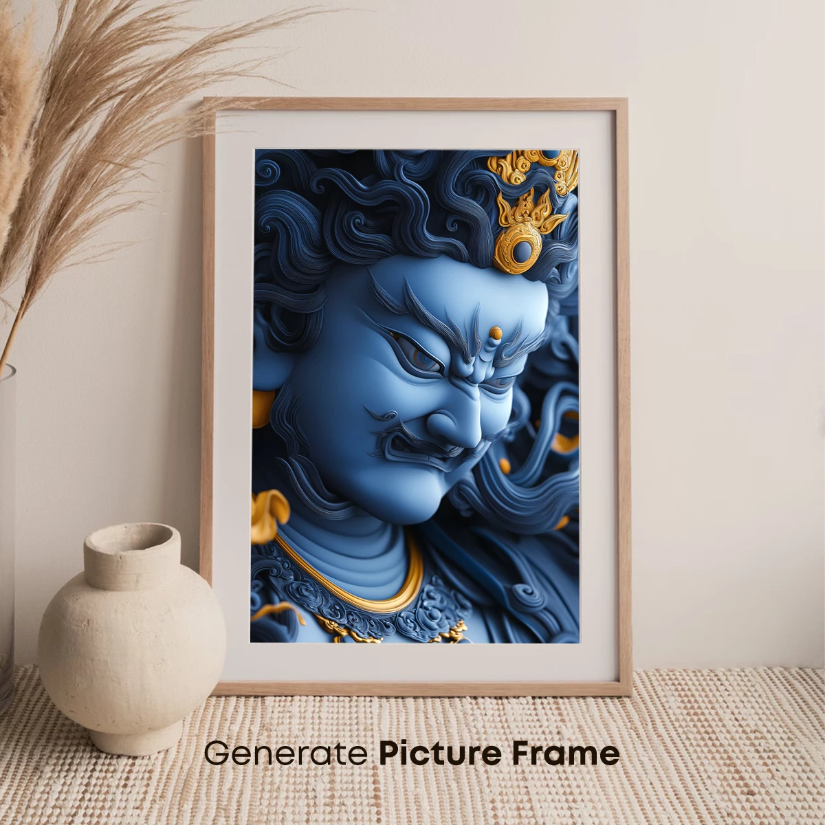 Blue Divine Warrior: Mythic Sculpture Art - Image 7