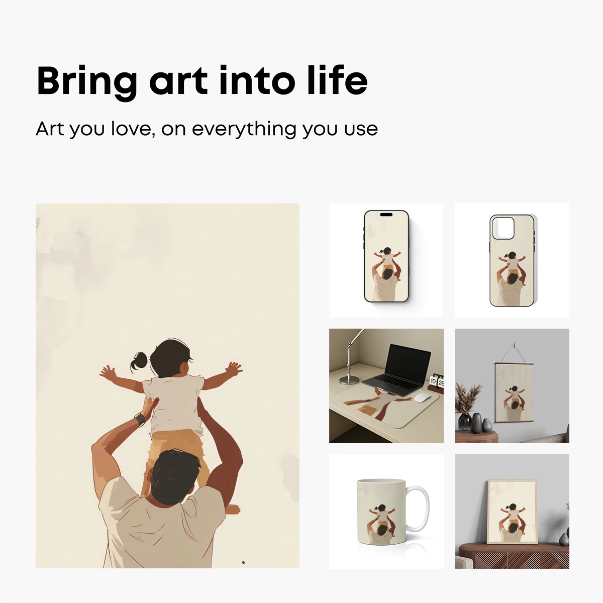 Elevated Joy: Father and Child in Minimalist Harmony - Image 2