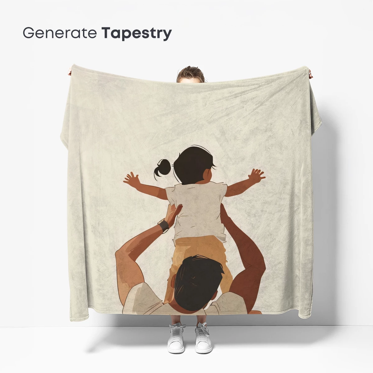 Elevated Joy: Father and Child in Minimalist Harmony - Image 5