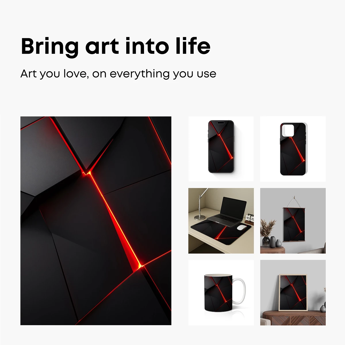 Neon Geometric Odyssey: Red Lines on Black - Image 2