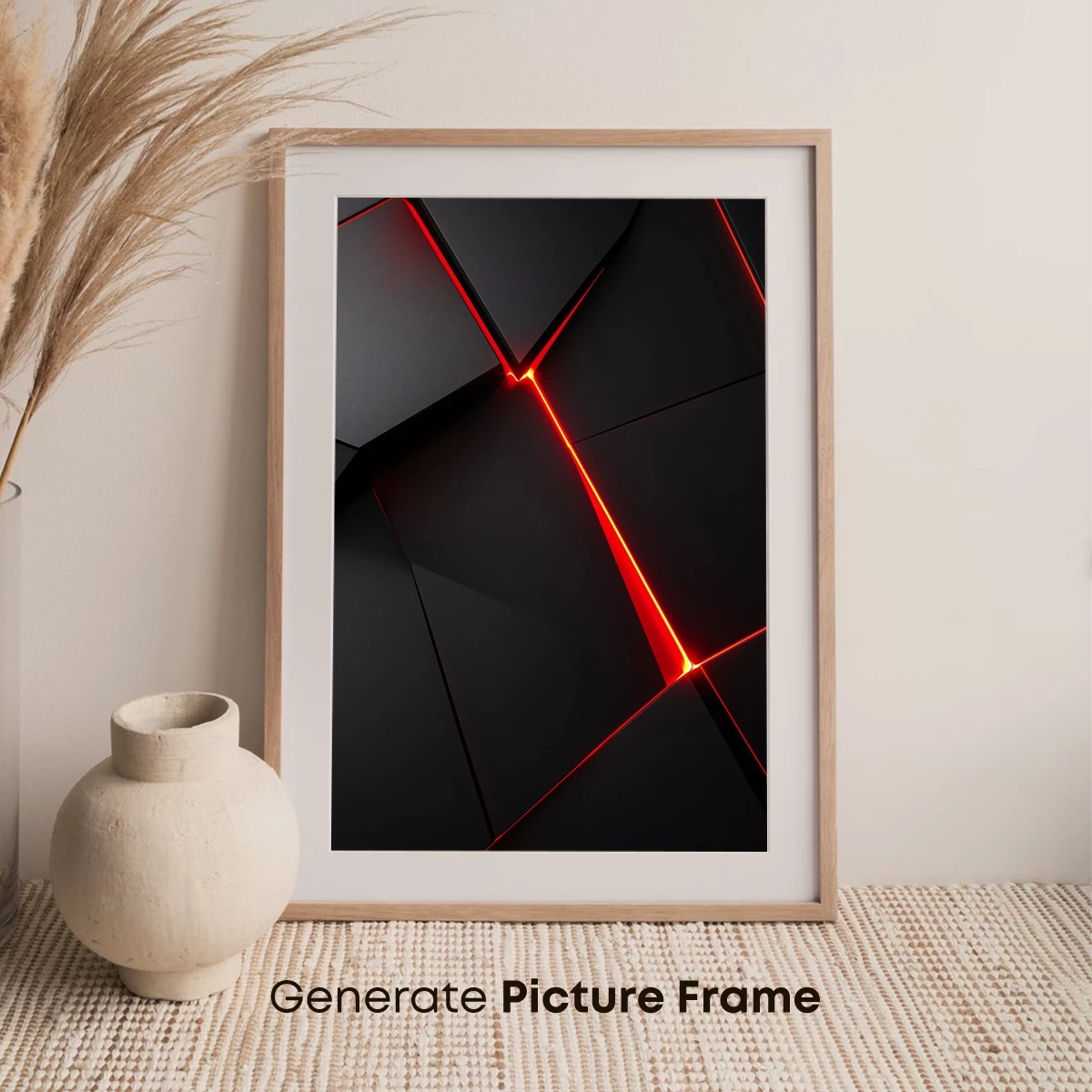 Neon Geometric Odyssey: Red Lines on Black - Image 7