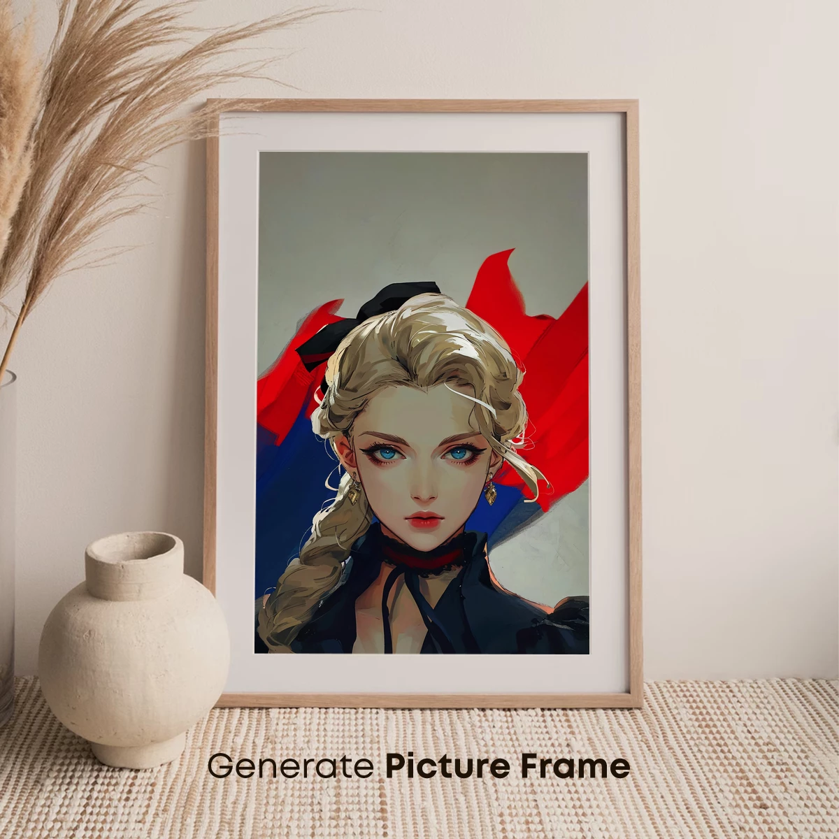 Ethereal Gothic Elegance: Braided Blonde in Scarlet Cape - Image 7