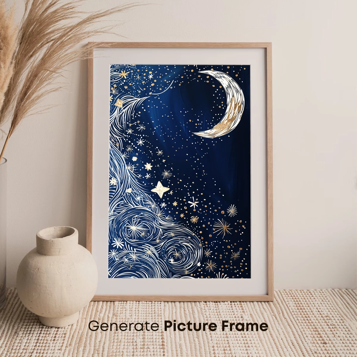 Celestial Whispers: Moonlit Waves and Stars - Image 7