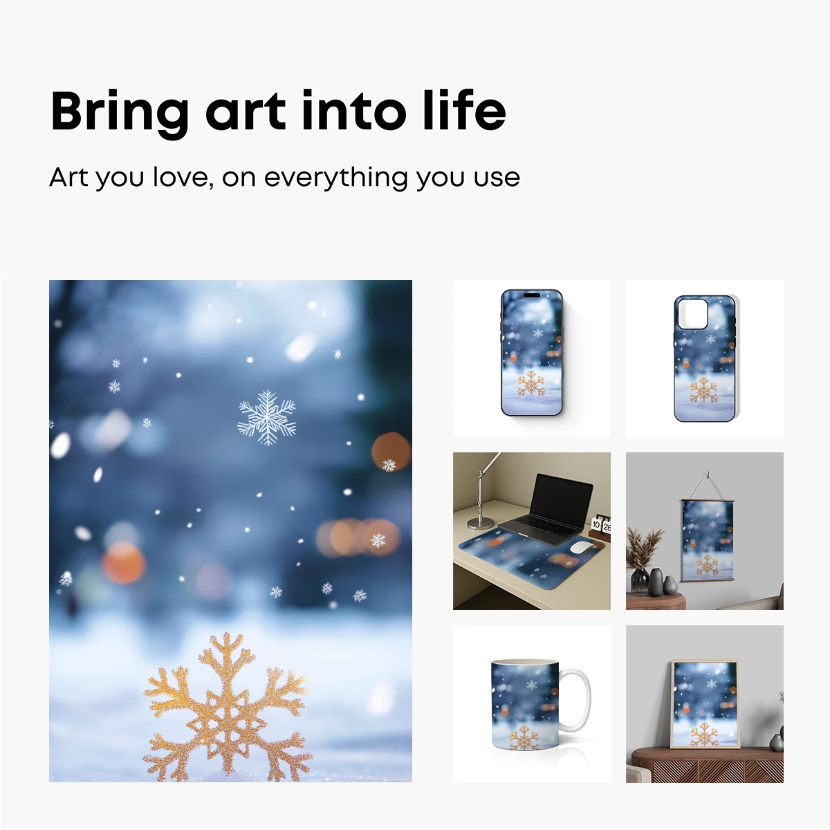 Golden Snowflake in Winter Wonderland - Image 2