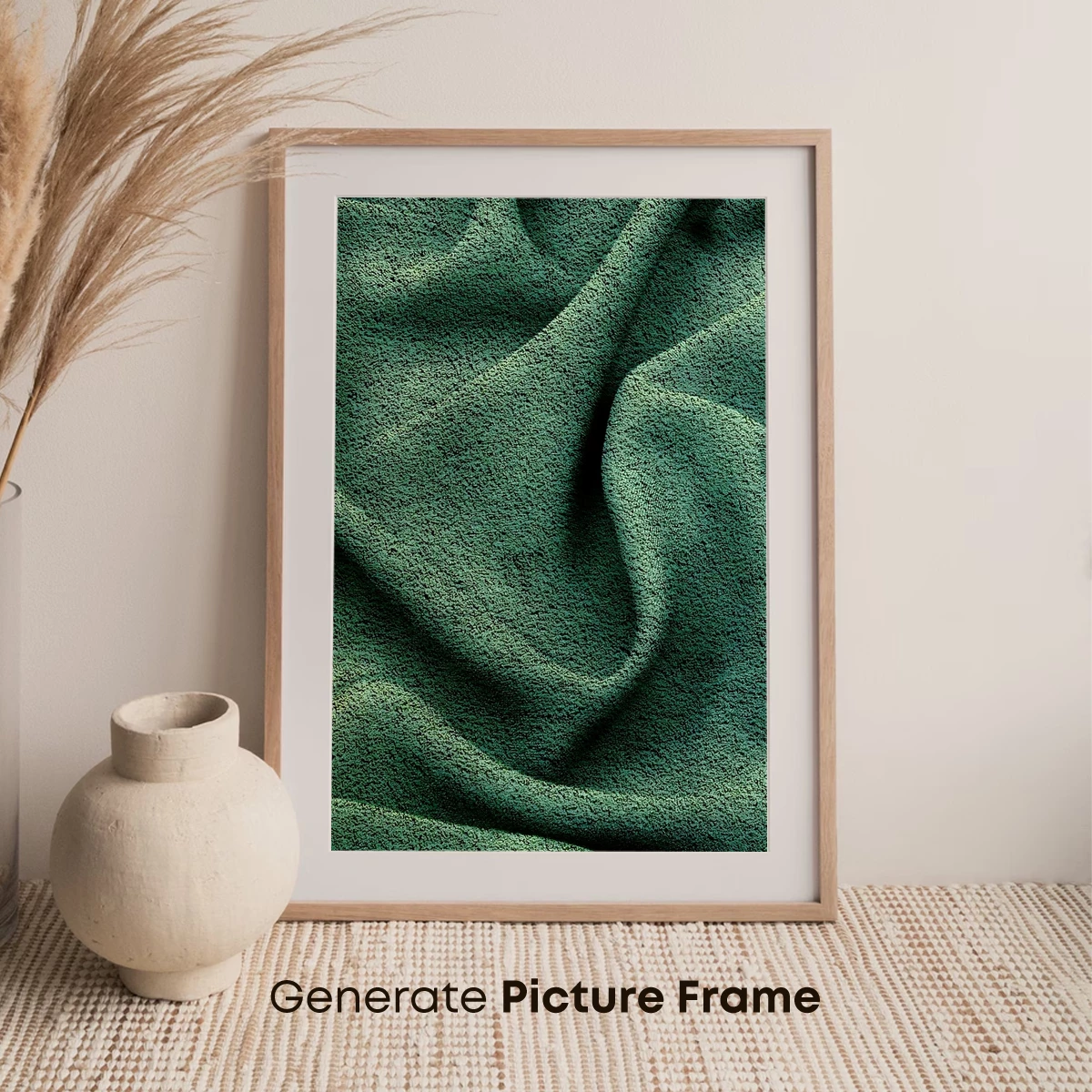 Emerald Textile Elegance: Soft Ripples in Green - Image 7
