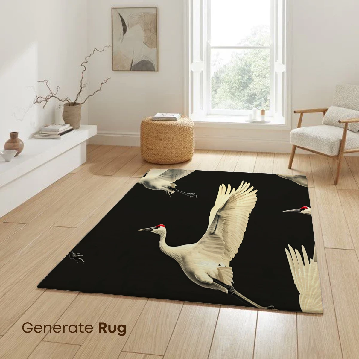 Elegant Flight: White Cranes in Midnight Sky - Image 6