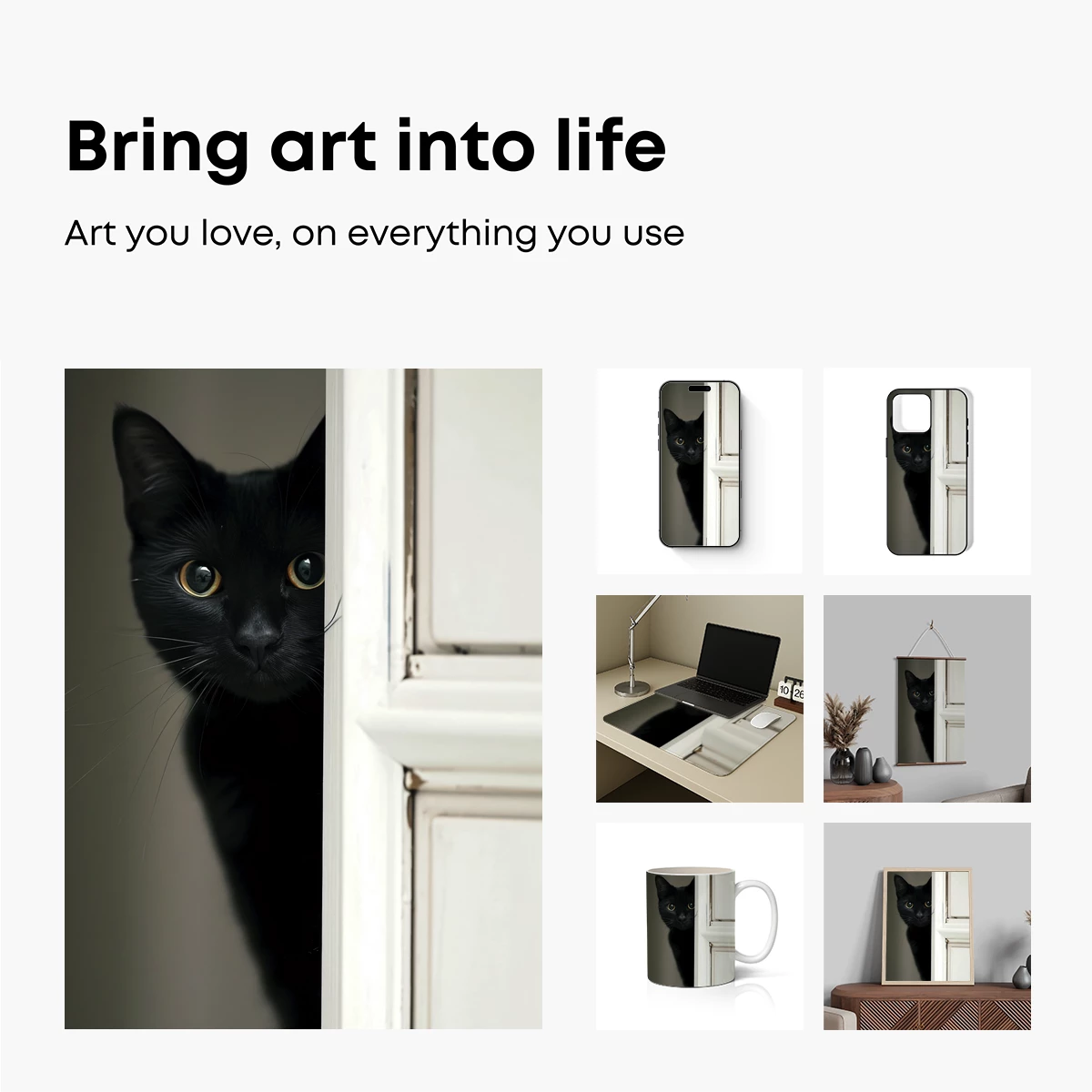 Mysterious Black Cat Peeking Through Door Mysterious Black Cat Peeking Through Door