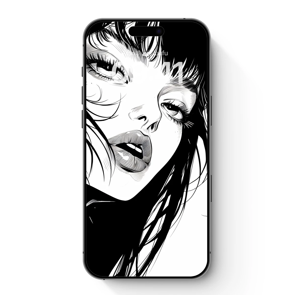 Monochrome Manga Muse: Expressive Eyes and Whimsical Hair