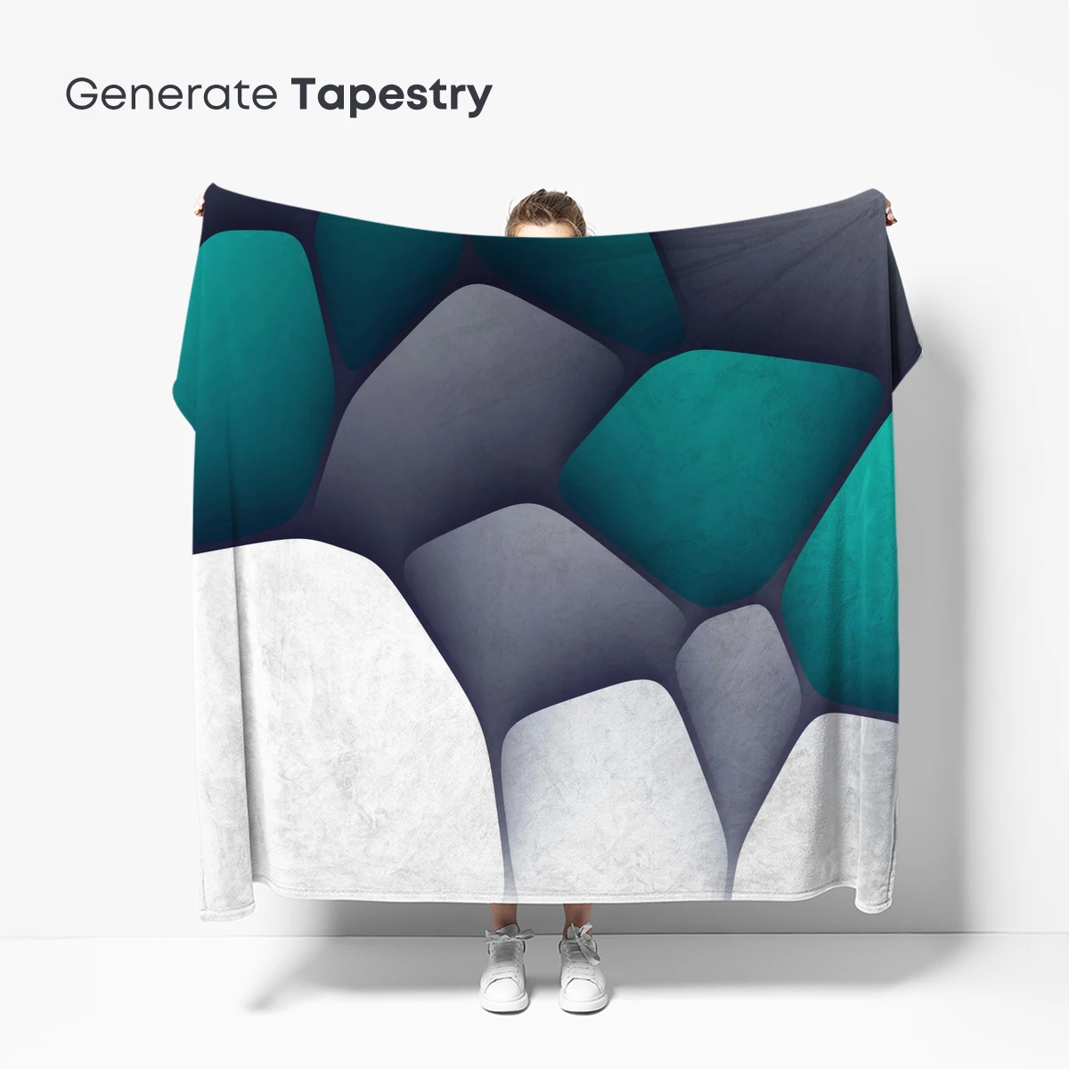 Geometric Teal Symphony: Abstract Honeycomb Art - Image 5