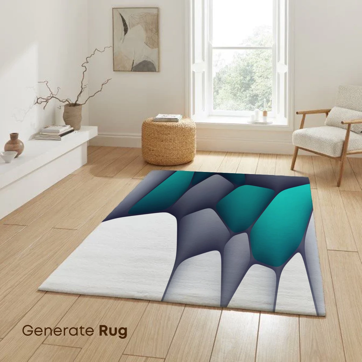 Geometric Teal Symphony: Abstract Honeycomb Art - Image 6