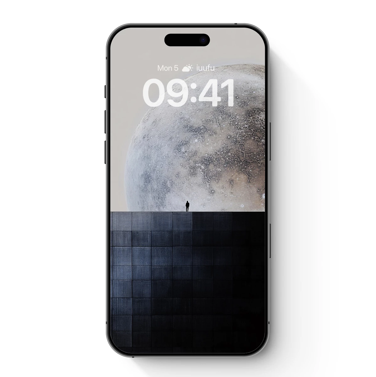 Lunar Solitude: A Figure Against the Cosmic Sphere