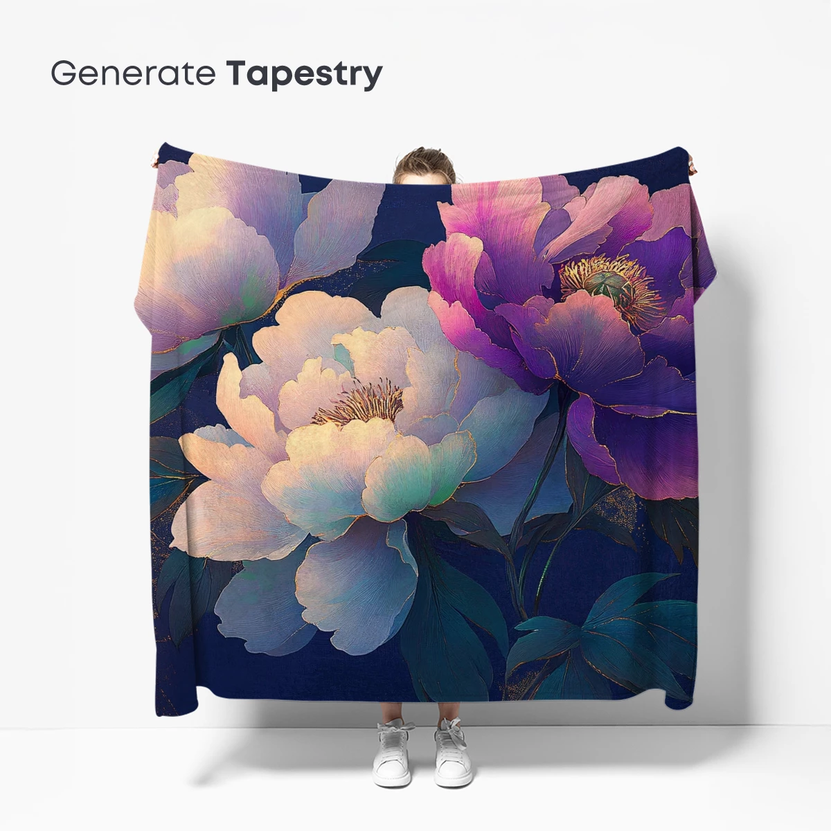 Elegant Peony Symphony in Gold and Purple - Image 5