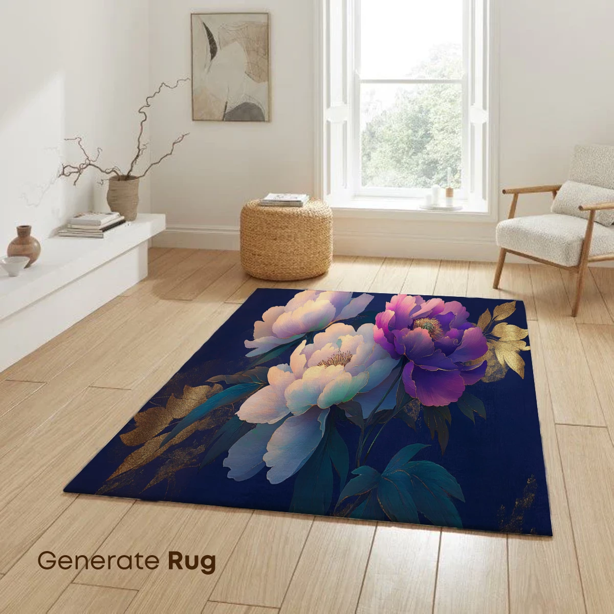 Elegant Peony Symphony in Gold and Purple - Image 6