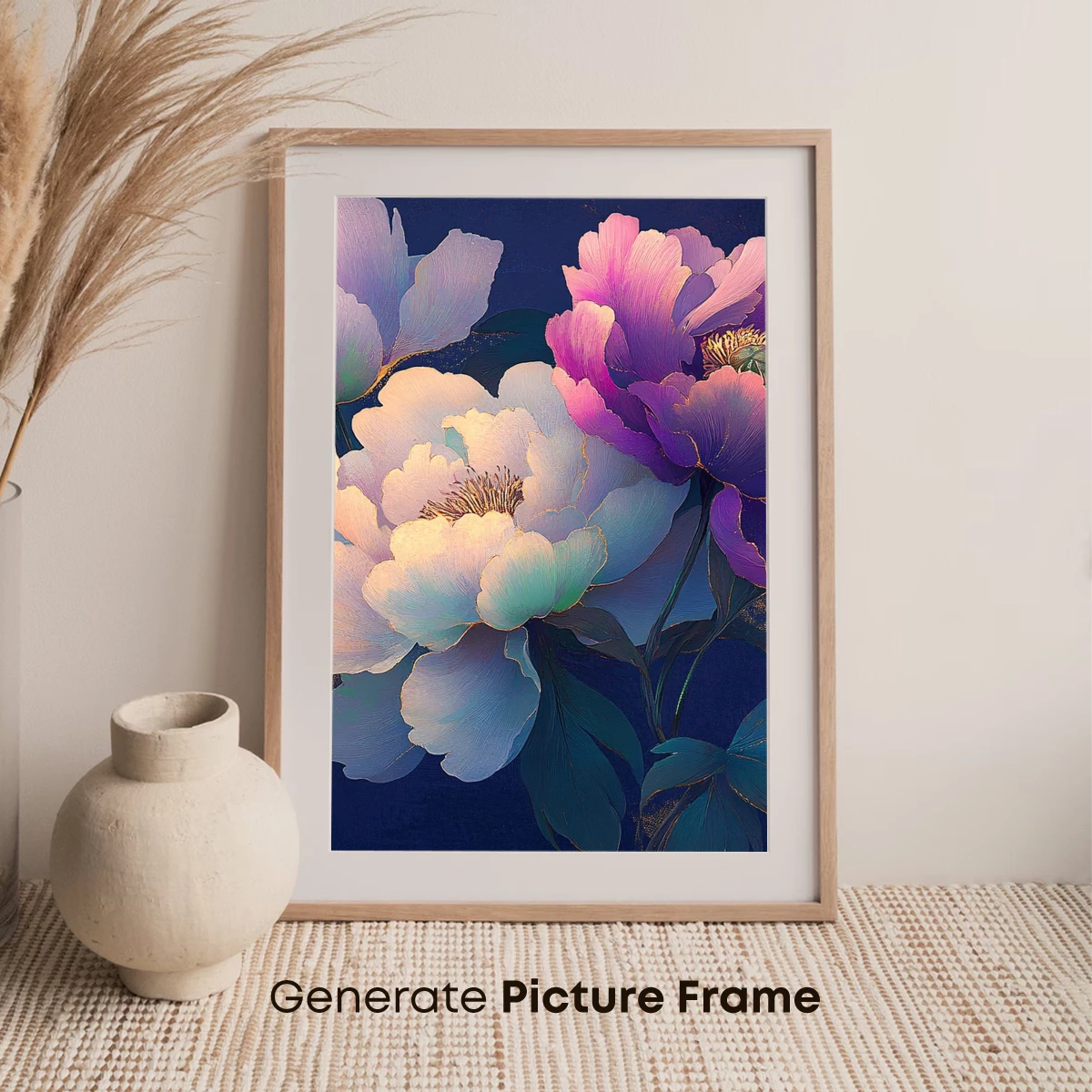 Elegant Peony Symphony in Gold and Purple - Image 7