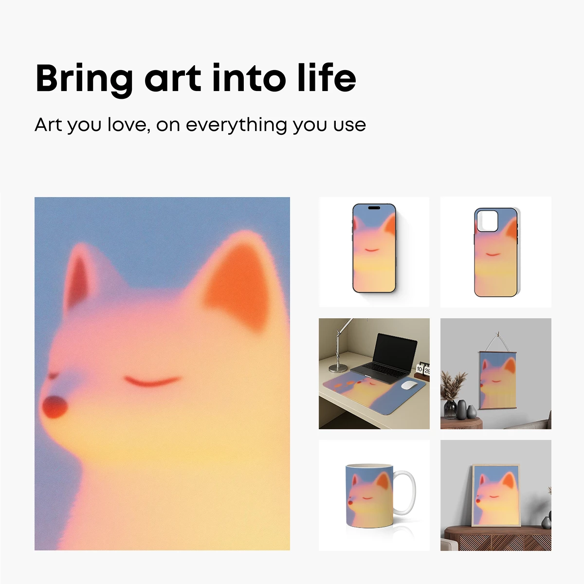 Glowing Fox with Flowers: Dreamy Pastel Art - Image 2
