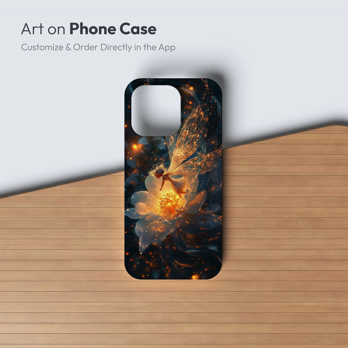 Golden Fairy on Blossom: Ethereal Fantasy Art - Image 3