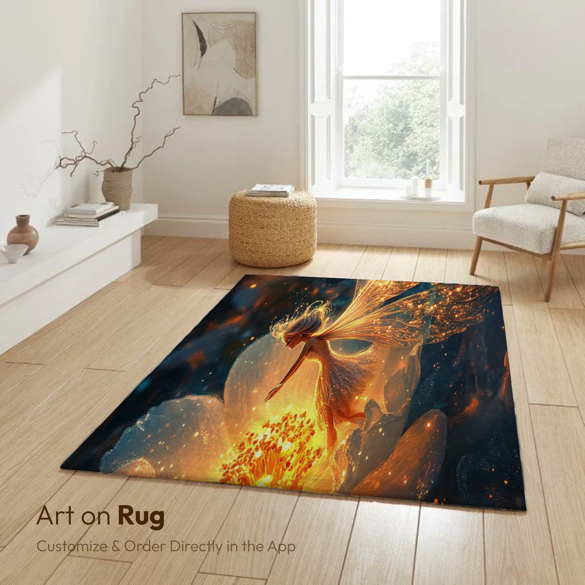 Golden Fairy on Blossom: Ethereal Fantasy Art - Image 6