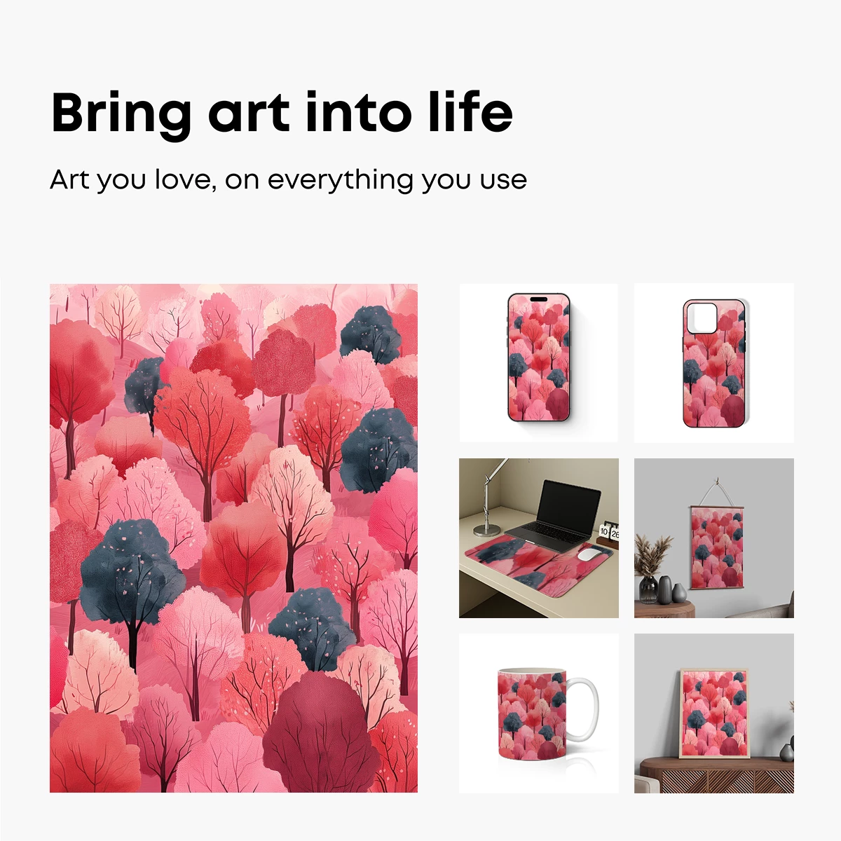 Autumnal Forest Symphony in Pink and Teal - Image 2