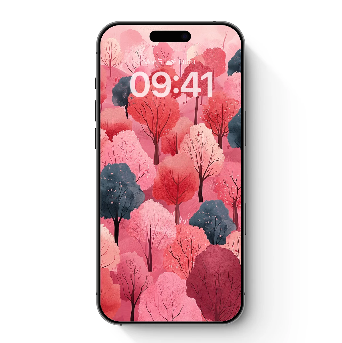 Autumnal Forest Symphony in Pink and Teal