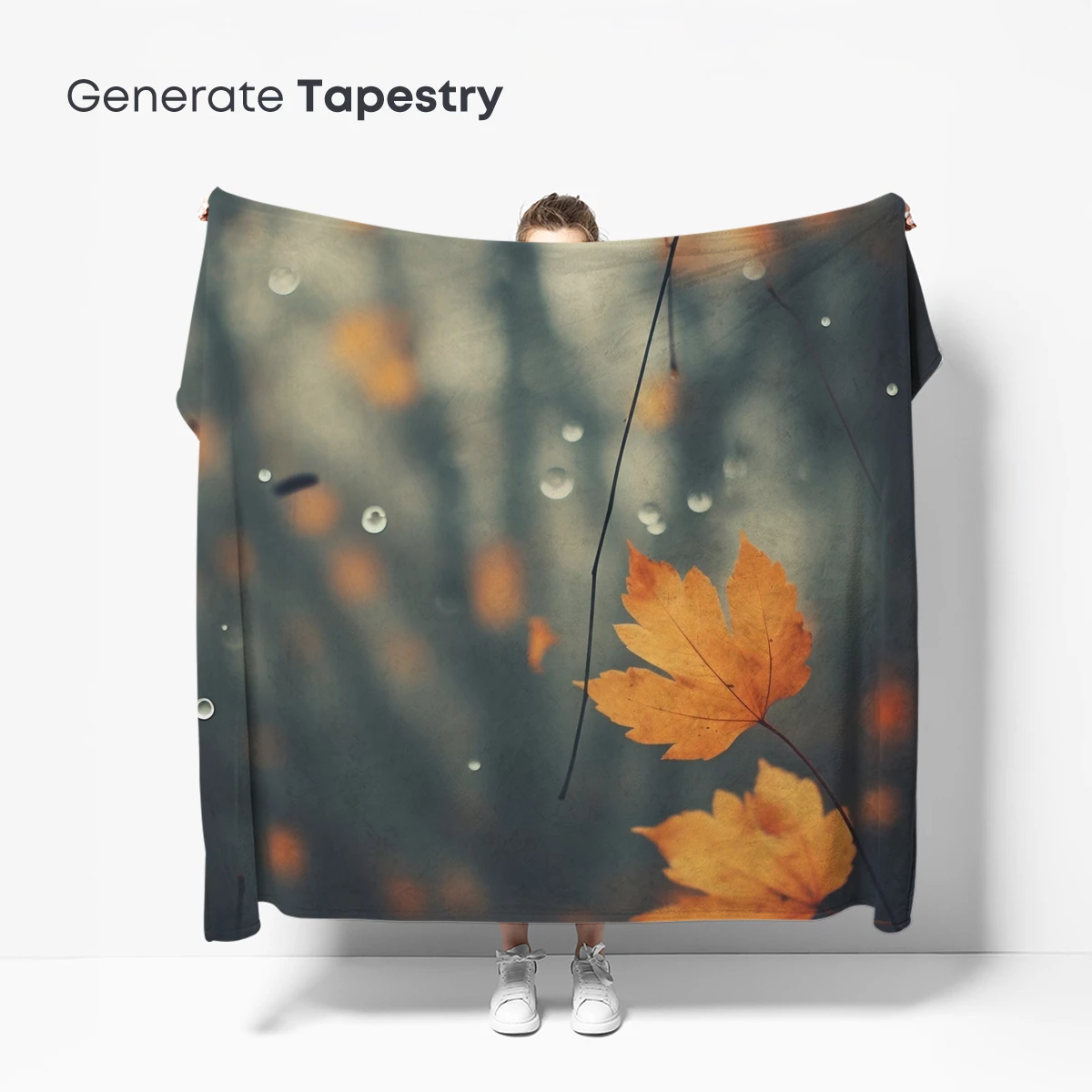 Autumn Rain Symphony: Golden Leaves in Misty Droplets - Image 5