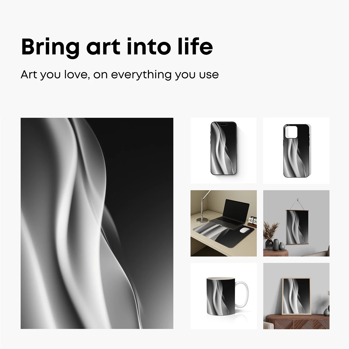 Elegant Silk Waves: Monochrome Flow - Image 2