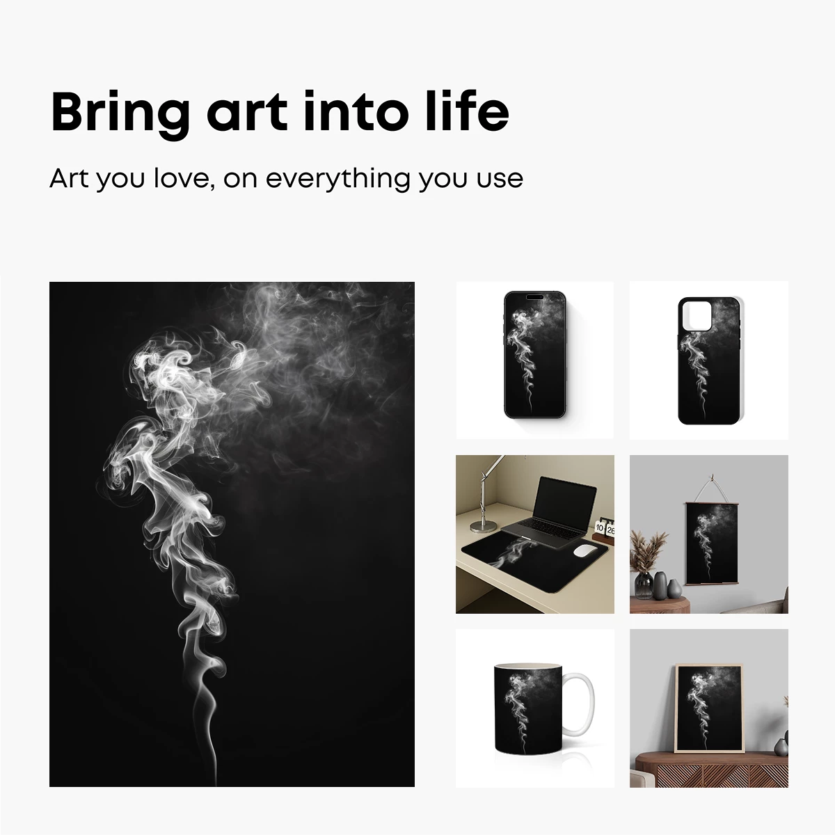 Ethereal Smoke Dance: Monochrome Whispers - Image 2