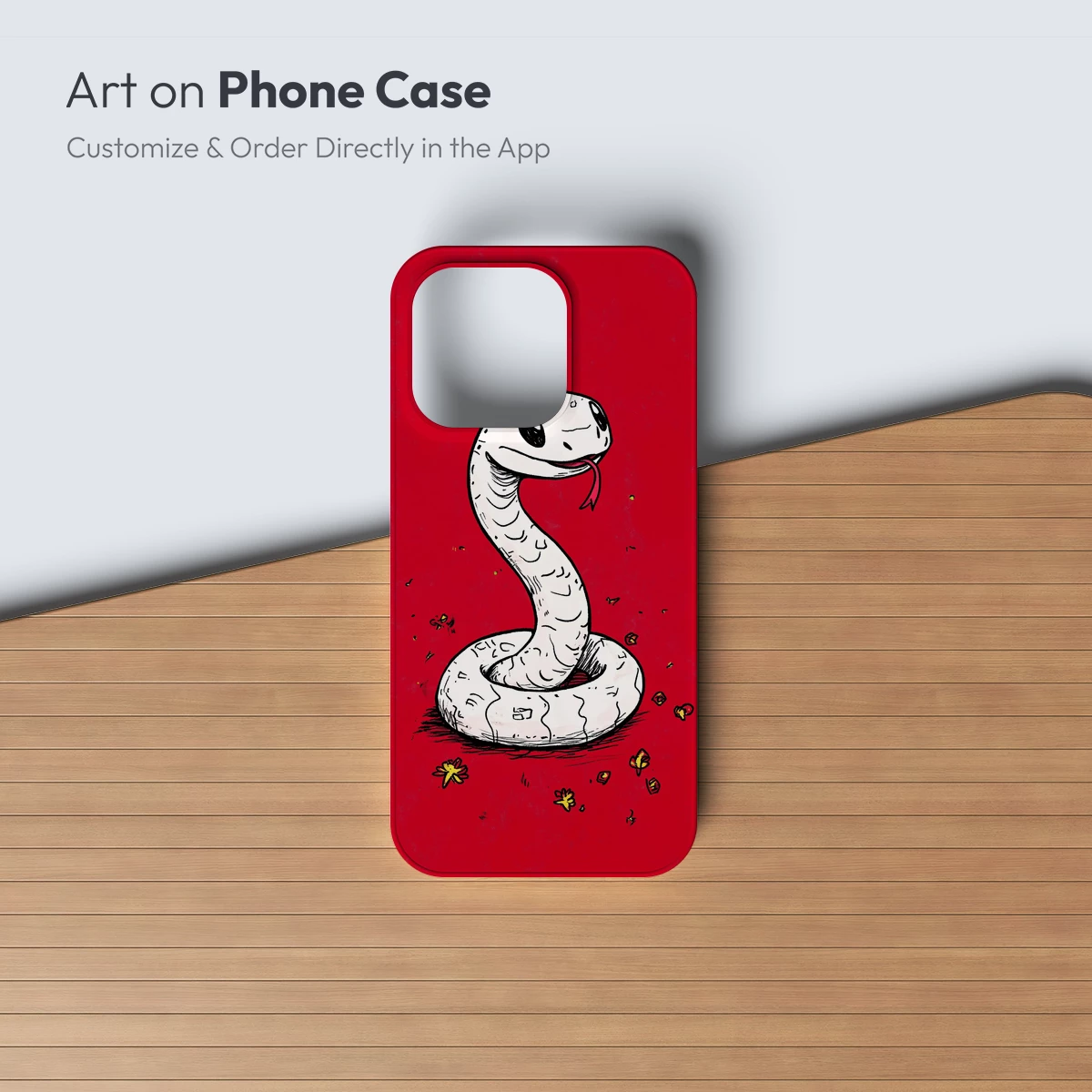 Coiled Serpent in Scarlet: Whimsical Snake Art - Image 3