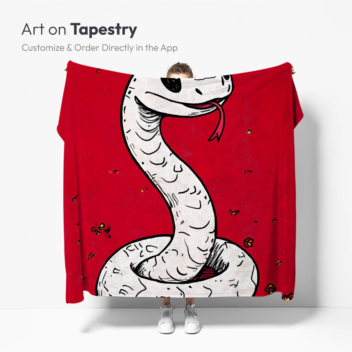 Coiled Serpent in Scarlet: Whimsical Snake Art - Image 5