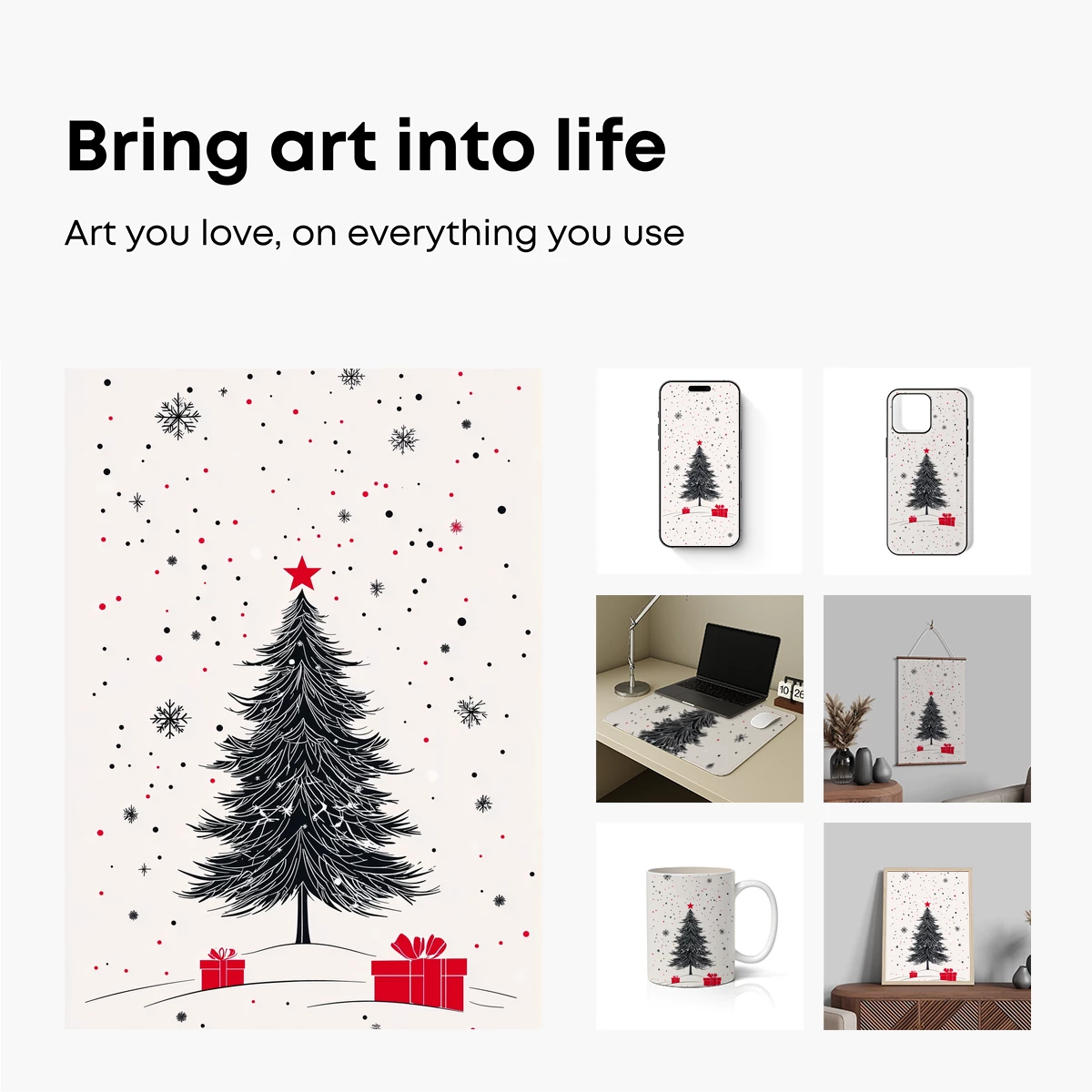 Festive Pine with Star: Winter Wonderland Art - Image 2