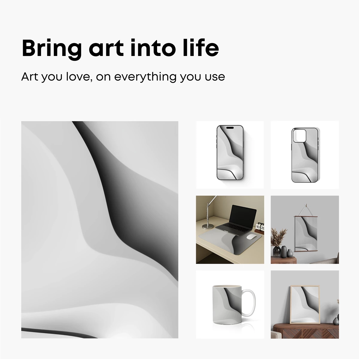 Elegant Curves: Monochrome Flow Art - Image 2