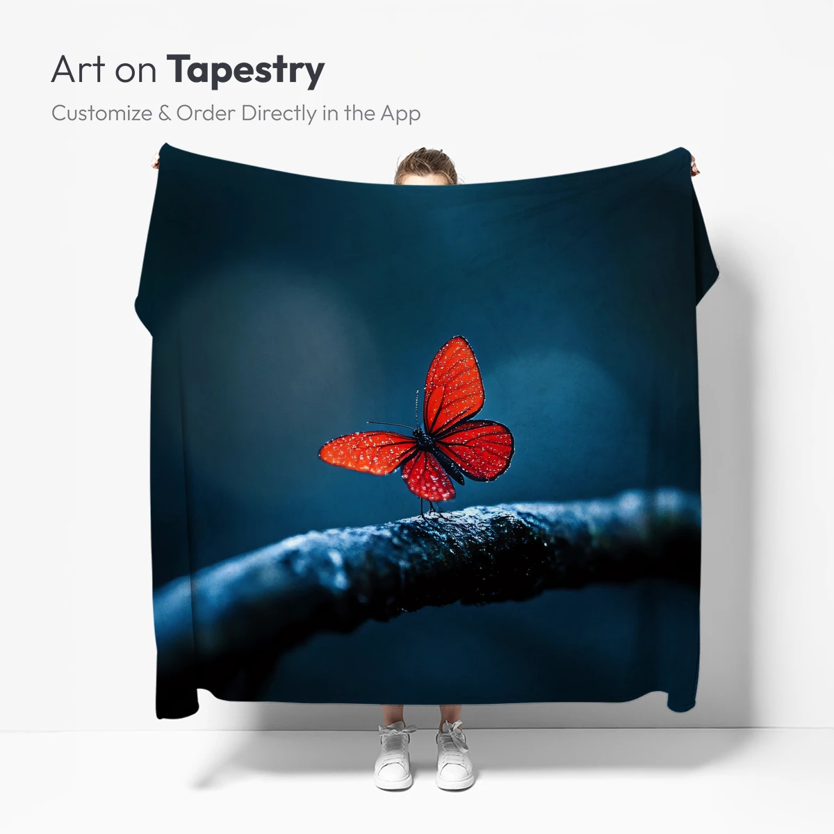 Crimson Butterfly on Twilight Branch - Image 5