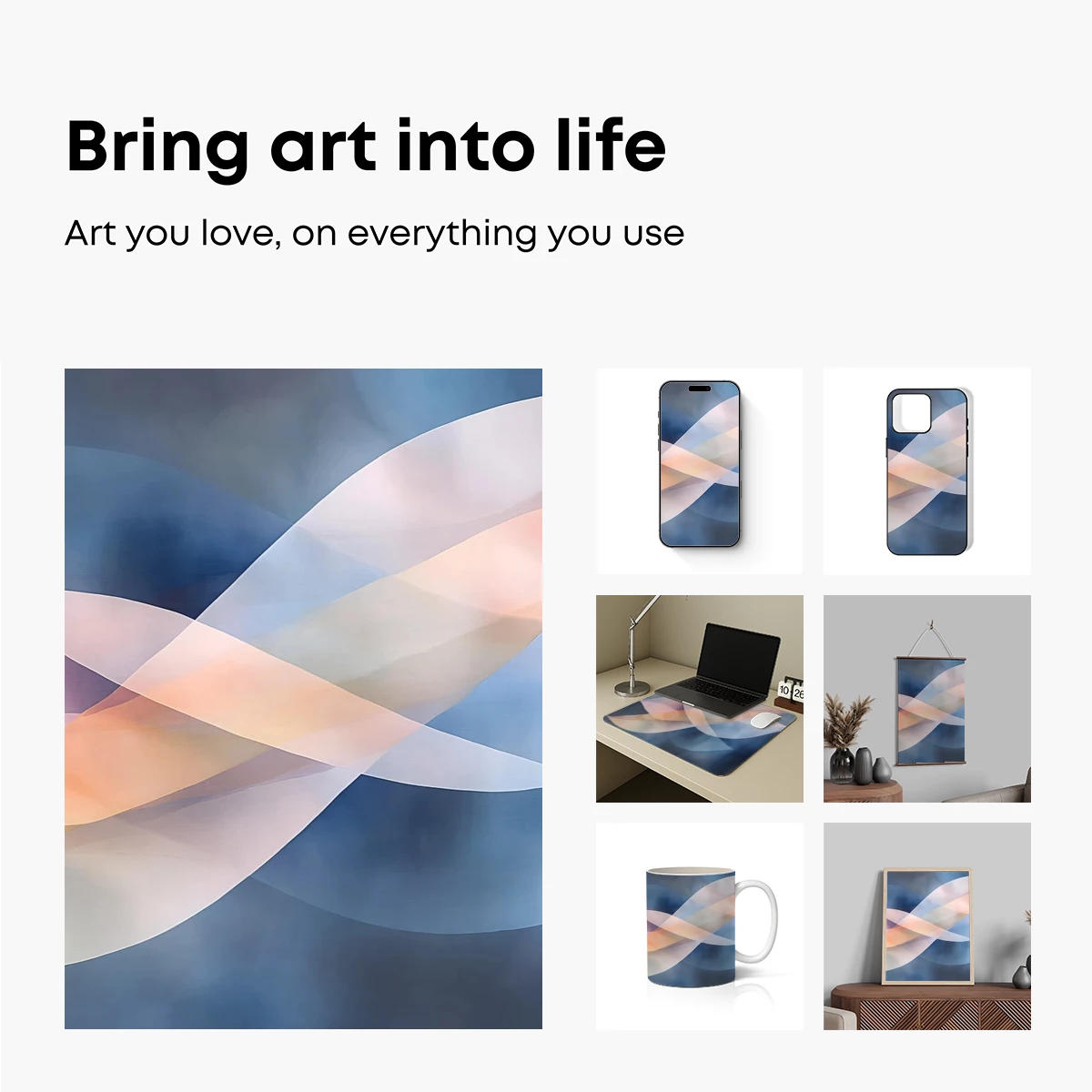 Ethereal Flow: Abstract Waves in Pastel Harmony